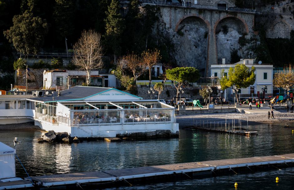 Picturesque view of a seaside village on the Amalfi Coast, Italy, during winter.