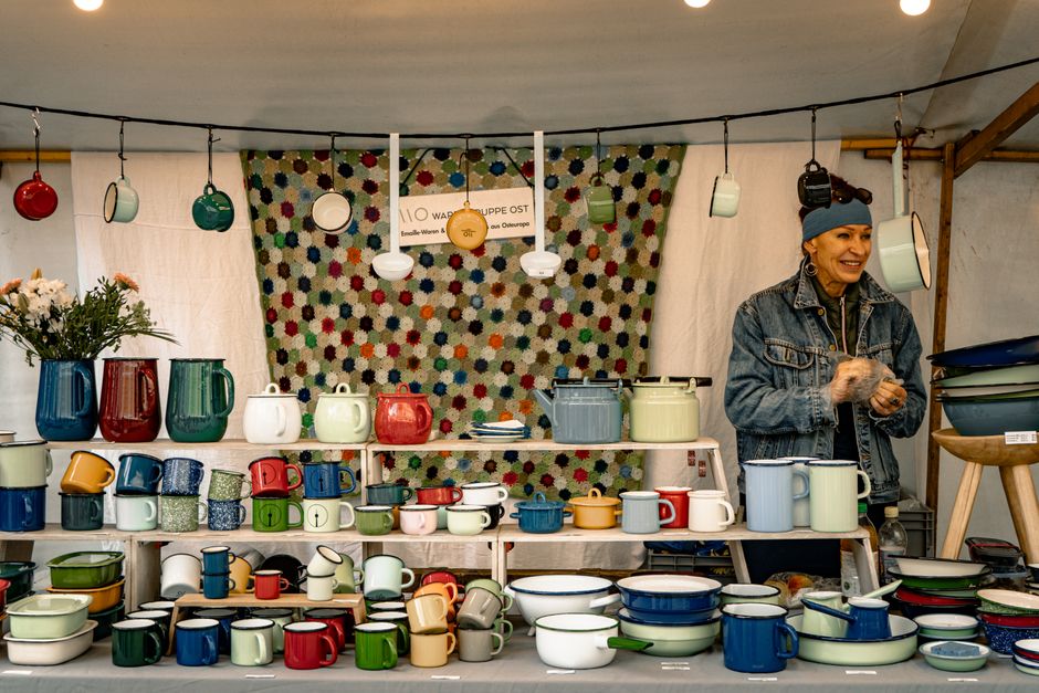 Ceramics stall at a covered London market