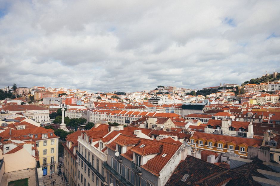 Red rooftops of Lisbon in spring