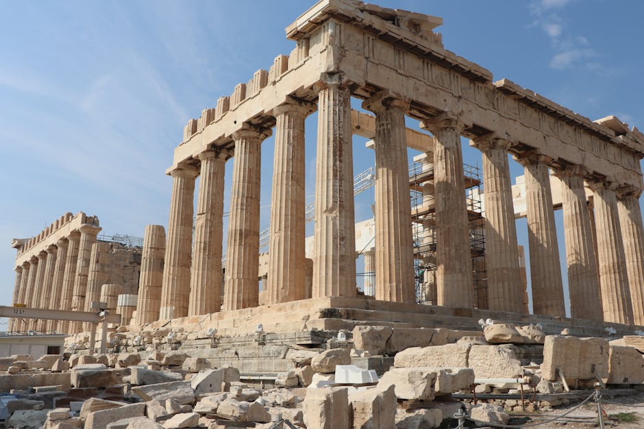 Explore the iconic Parthenon in Athens with its ancient columns and historical charm.