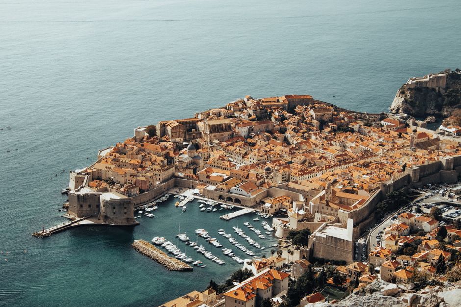 Captivating aerial view of the historic Old Town of Dubrovnik, Croatia, during the summer.